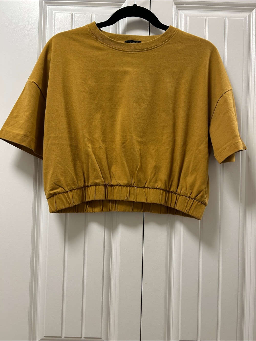 Cropped Cotton Tshirt with Elastic Waist Mustard